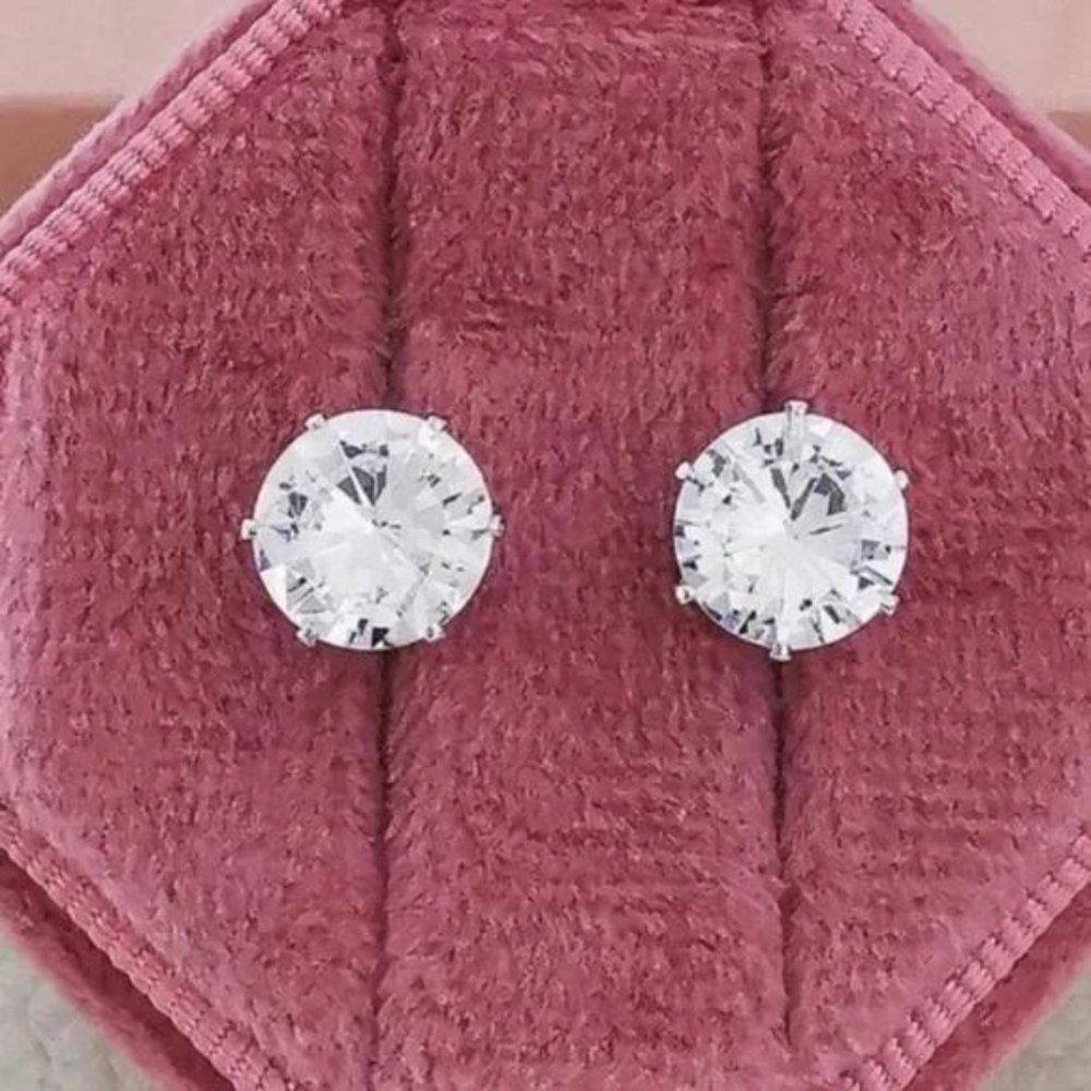 NEW 925 STERLING SILVER 2.5 CT STUD DIAMOND EARRINGS - Picture 3 of 4